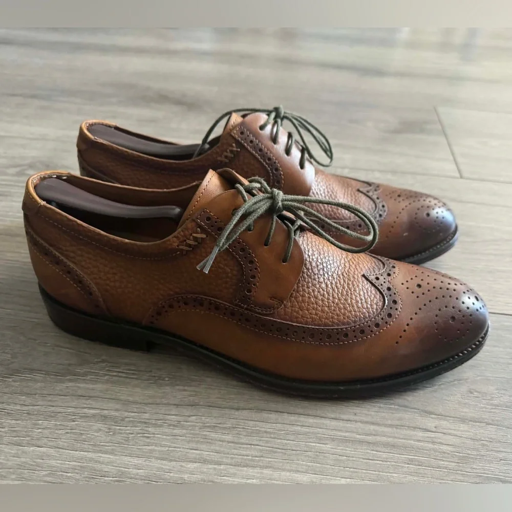 Joseph Abboud Tan and Brown Leather Derby Shoes
